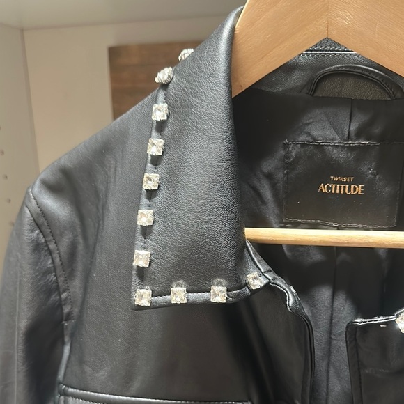 Twinset Actitude Black Faux Leather Jacket - Picture 8 of 10